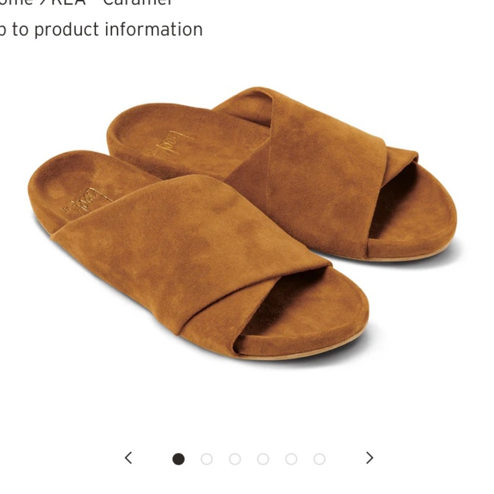 Beek Kea in Caramel suede slides soft NEW size 8 Fall 2024 flats